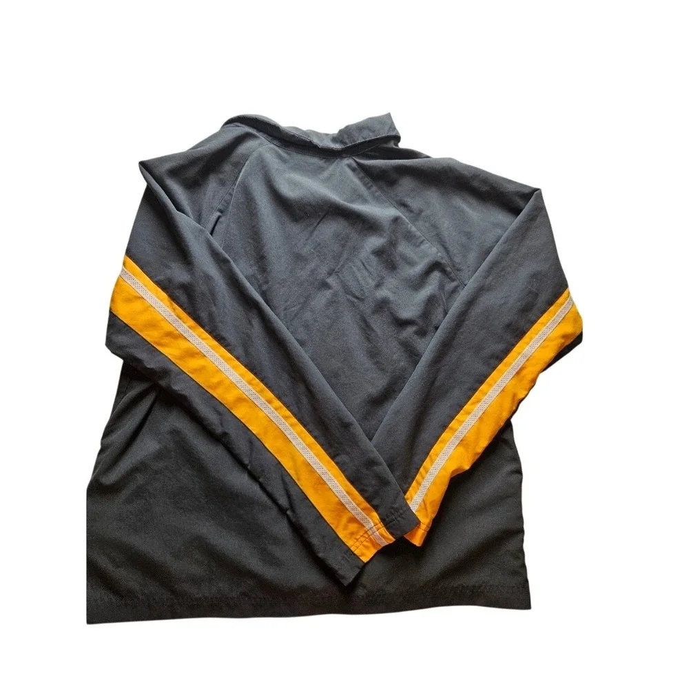 Nike Track Jacket Mens XL Grey Orange White Stripe Full Zip Windbreaker Swoosh